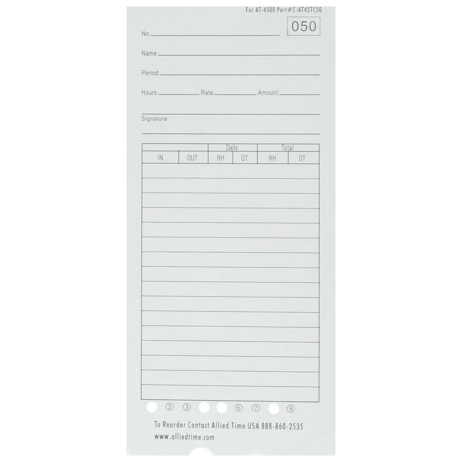 Allied Time AT-4500 Time Cards