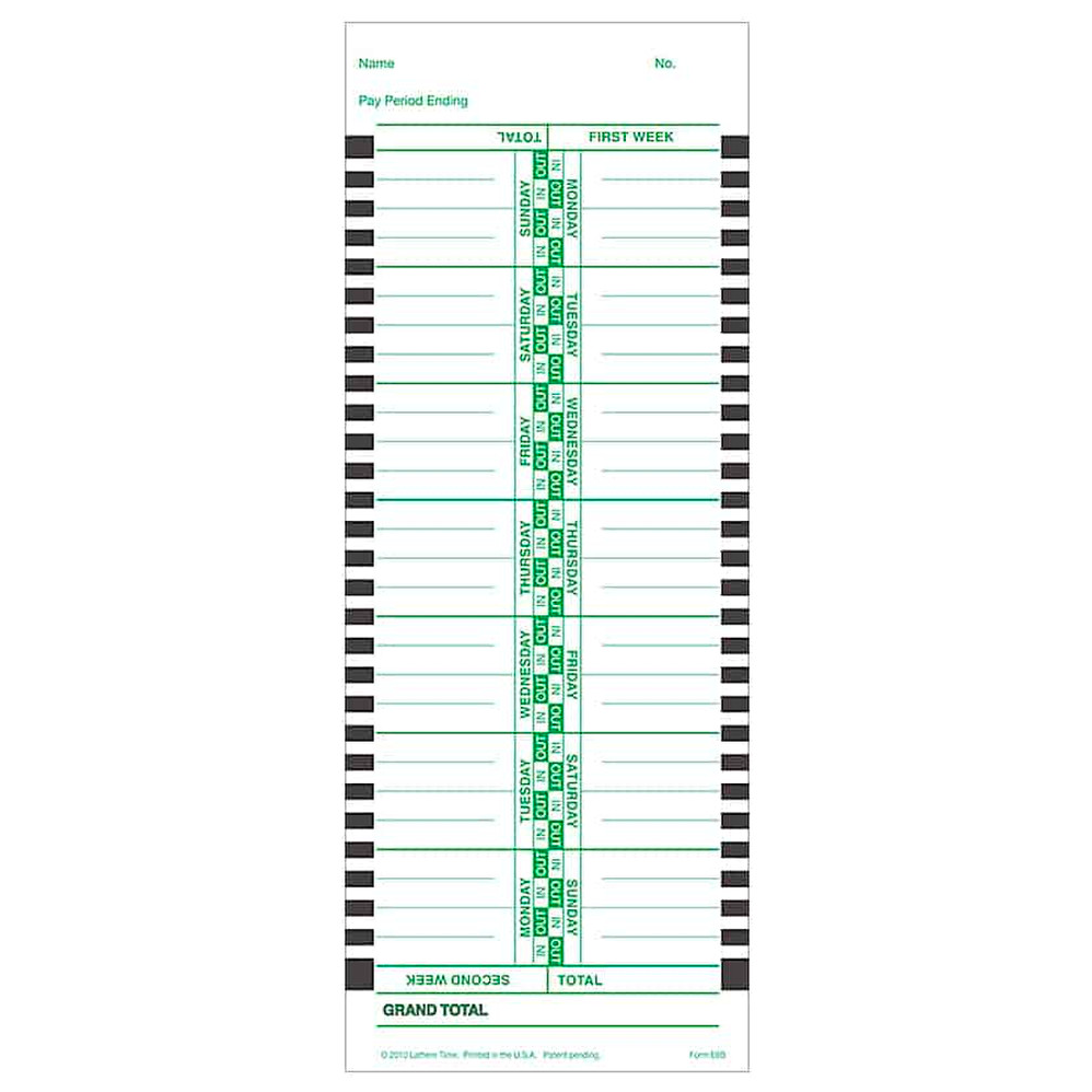 Lathem E8-B Bi-Weekly Time Cards for 2100HD