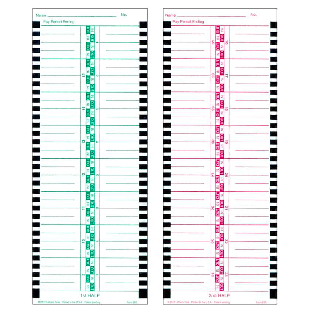 Lathem E8-S Semi-Monthly Time Cards for 2100H