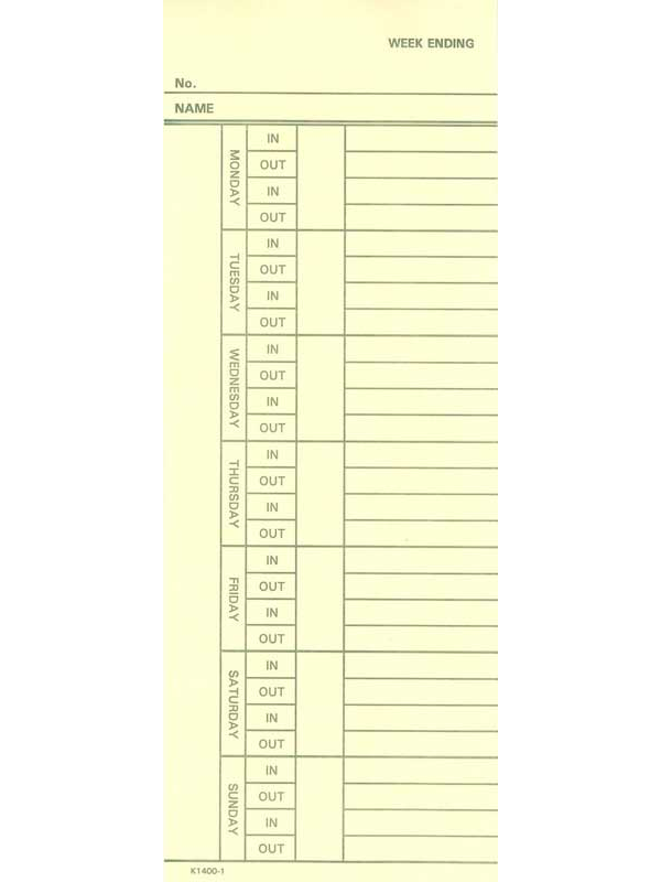 Compumatic K-1400 Weekly Time Cards