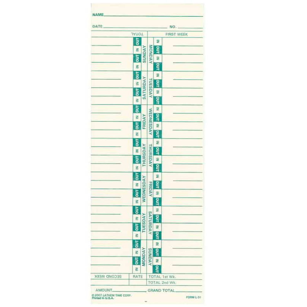 Lathem L-31 Time Cards