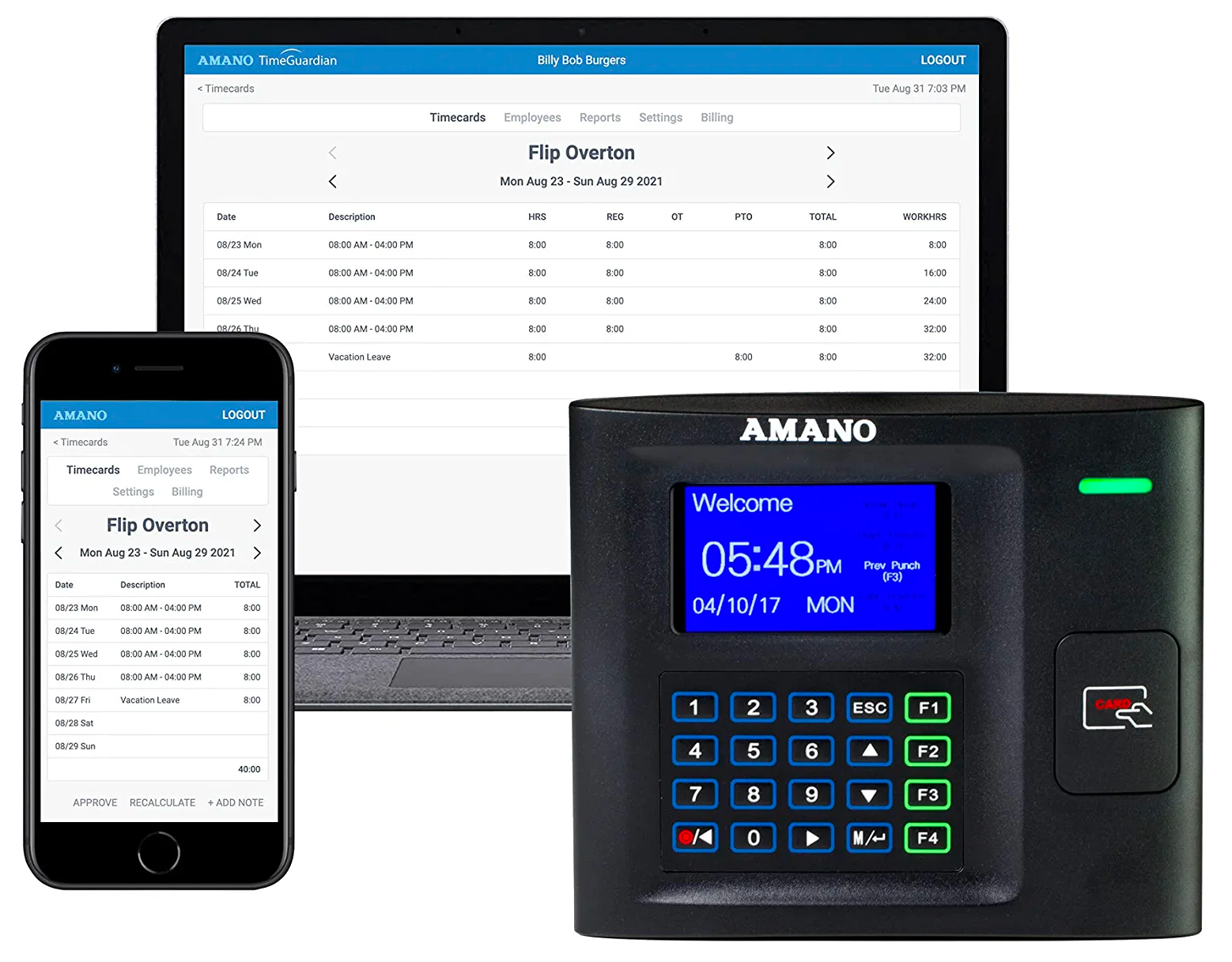 Amano MTX-30P Time Clock for Hosted Time Guardian