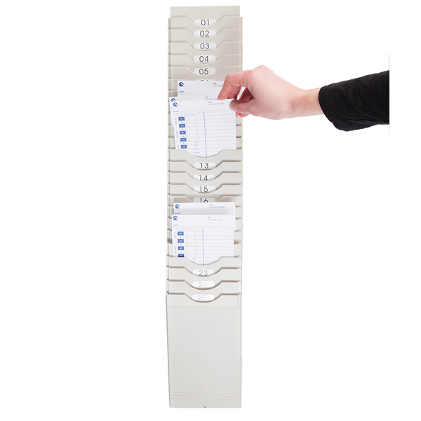 Pyramid 400-x Time Card Rack, 25 Pocket, Plastic, Expandable