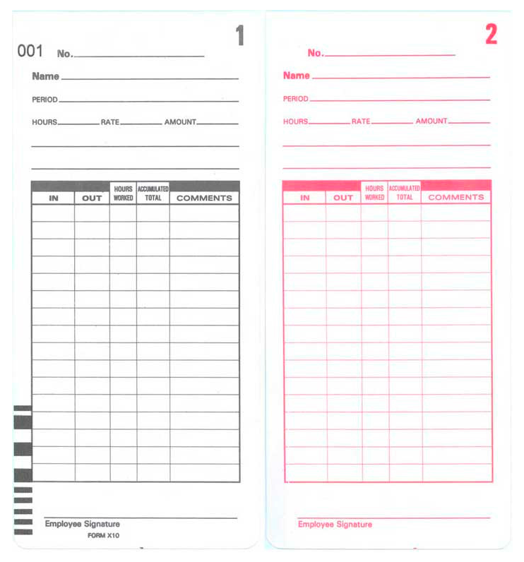 Compumatic X10-100 Time Cards for XL1000E